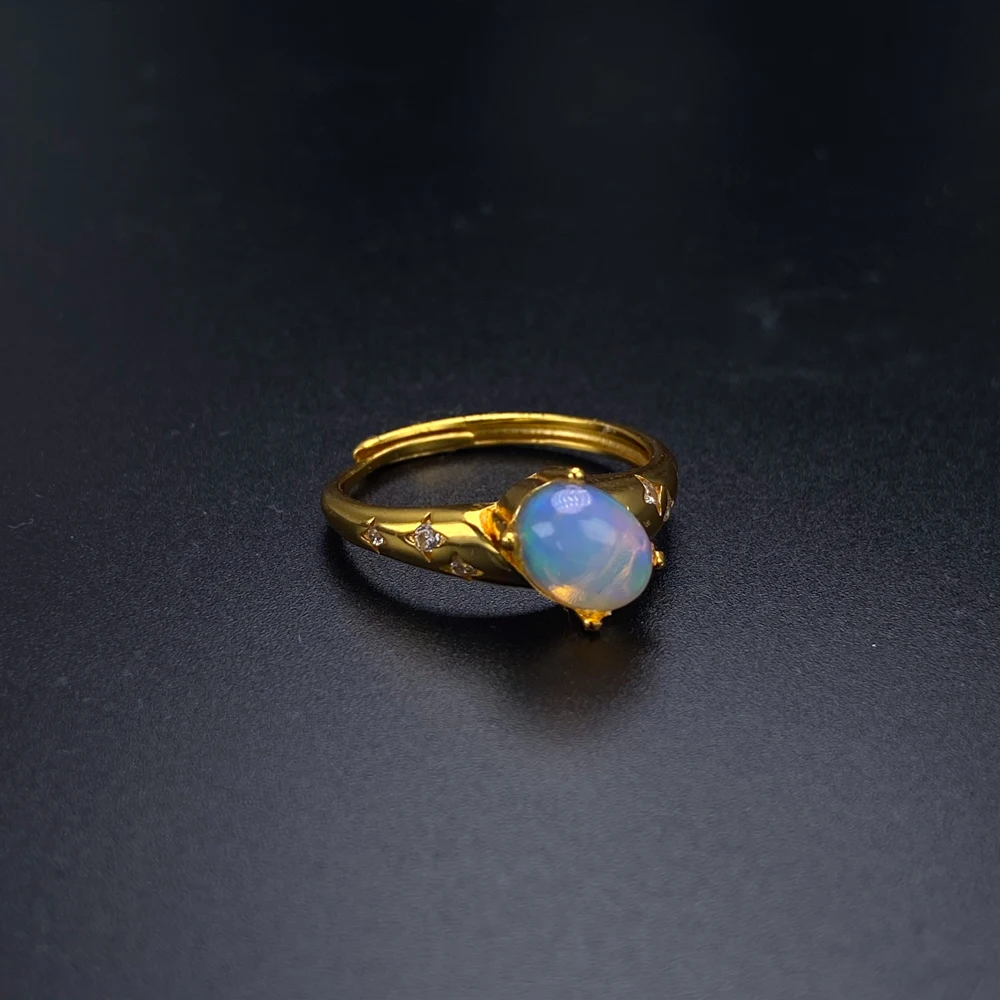 Good Quanlity Natural Opal Rings 925 Sterling Silver Gemstone Ov6*8mm Hand Made Jewelry for Women Lady Party Wedding Gift
