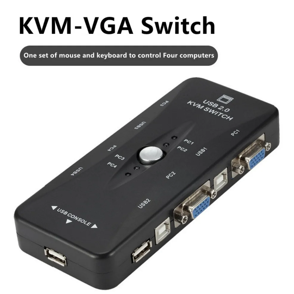 USB KVM Switch Switcher 4 Port VGA SVGA Switch Splitter 1920*1440 VGA Video Switch For USB device Keyboard Mouse Monitor Adapter