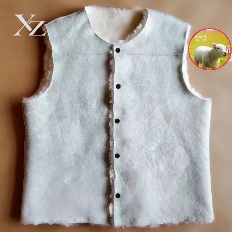 Warmth Sheepskin Leather Woolen Vest round Neck Inner  Genuine Hair Business Gentleman Style Thickened Standard Fit Coat