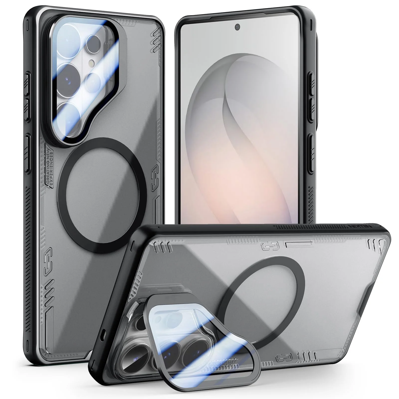 

Прозрачный чехол для Samsung Galaxy S26 Ultra из биоразлагаемого материала, не желтеет, с магнитной фиксацией, регулируемой подставкой и полной защитой камеры