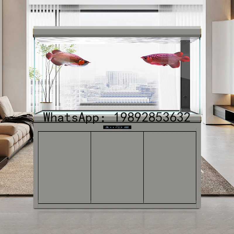 YFY Ultra-clear Glass Fish Tank Living Room Large Screen Floor-standing Home Entrance Partition Wall Bottom Filter Goldfish Tank