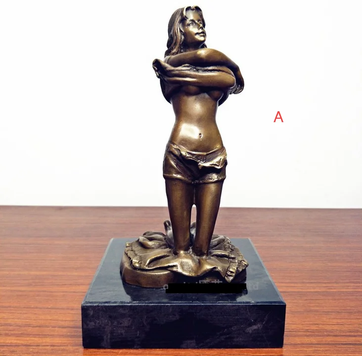 Pure copper European-style Sculpture angel Creative stripper bath girl craft hotel room furniture interior decoration