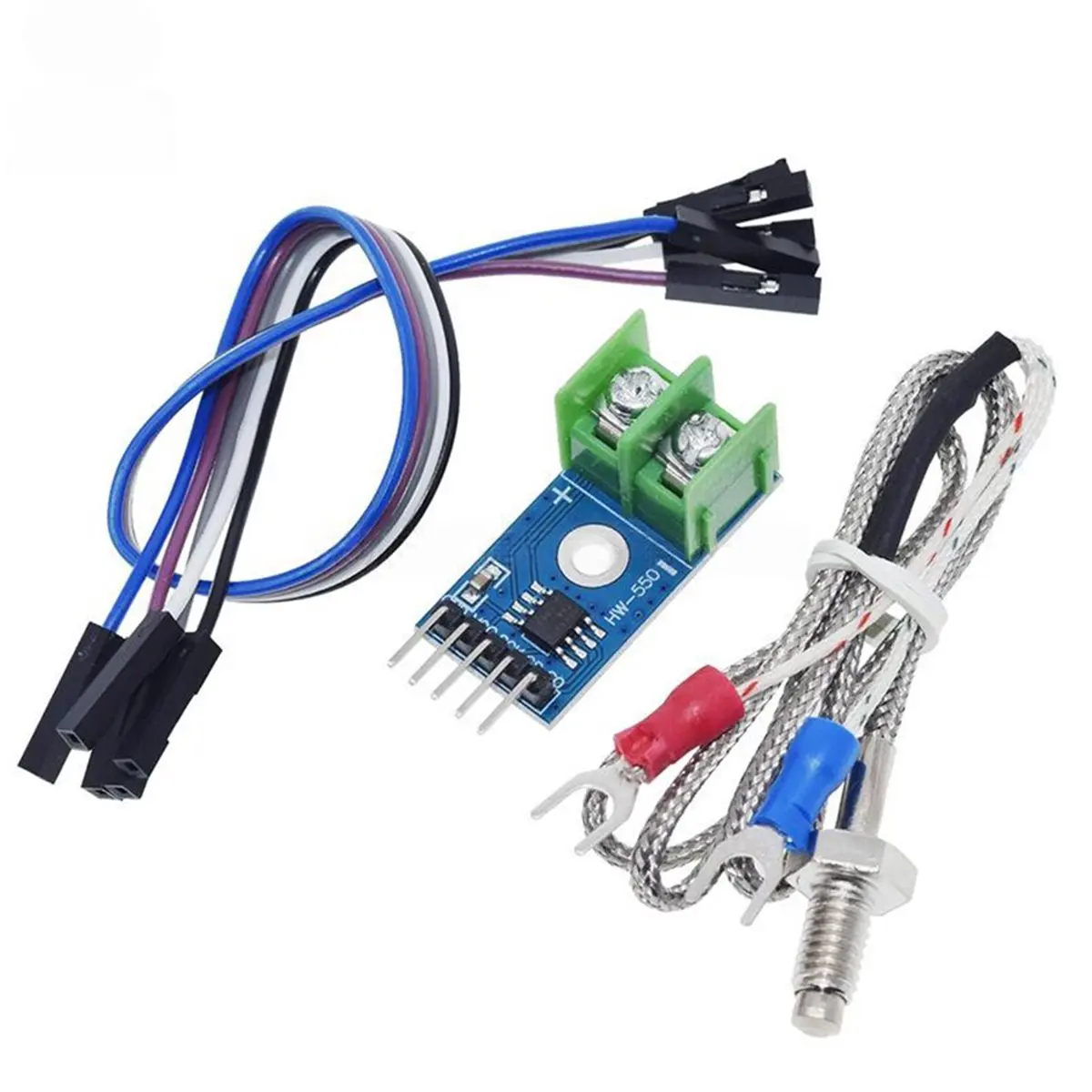 A003 MAX6675 Temperature Degrees Module SPI Interface K Type Temperature Sensor Board Range 0-1024℃ with Thermocouple & Wire