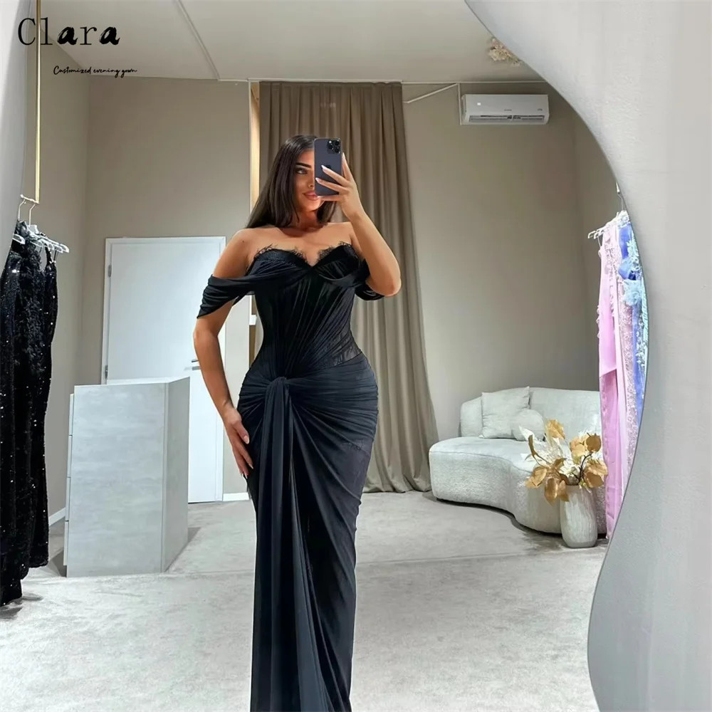 Clara Custom Black Lace Side Slit Off the Shoulder Luxury Dresses 2025 Luxurious Party Dress Women's Wedding Evening Dress Prom