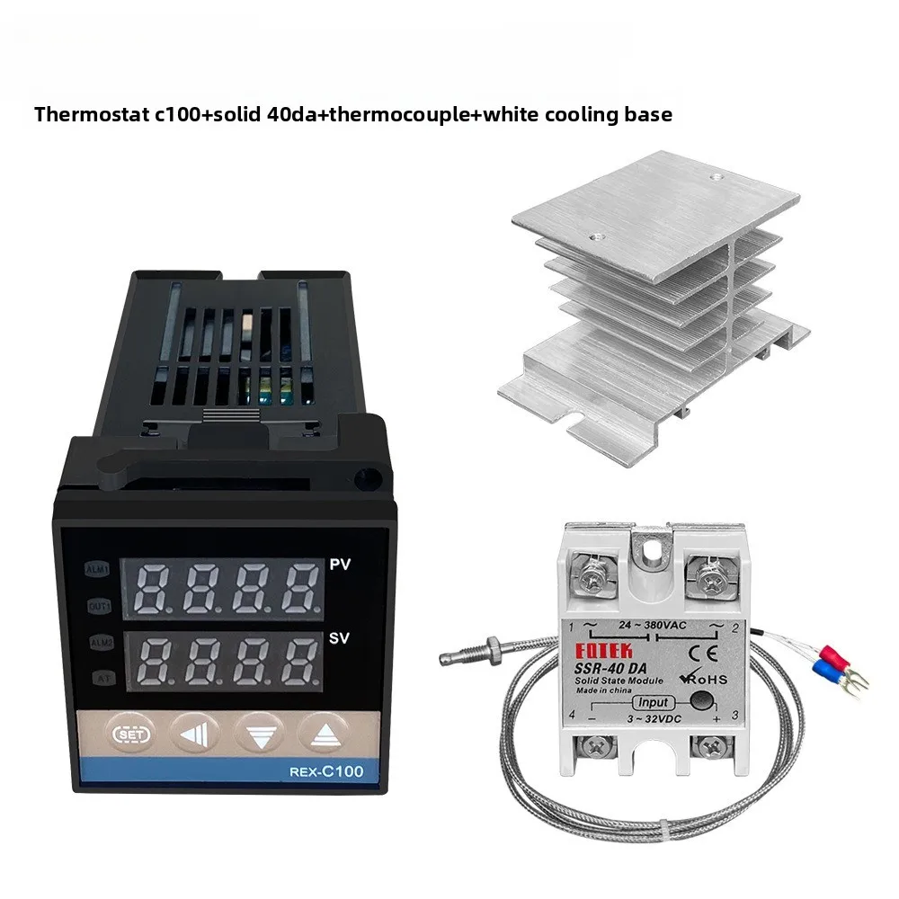 Thermostat C100 Solid State Relay 40DA Temperature Sensing Probe 1m Heat Sink Block Temperature Controller