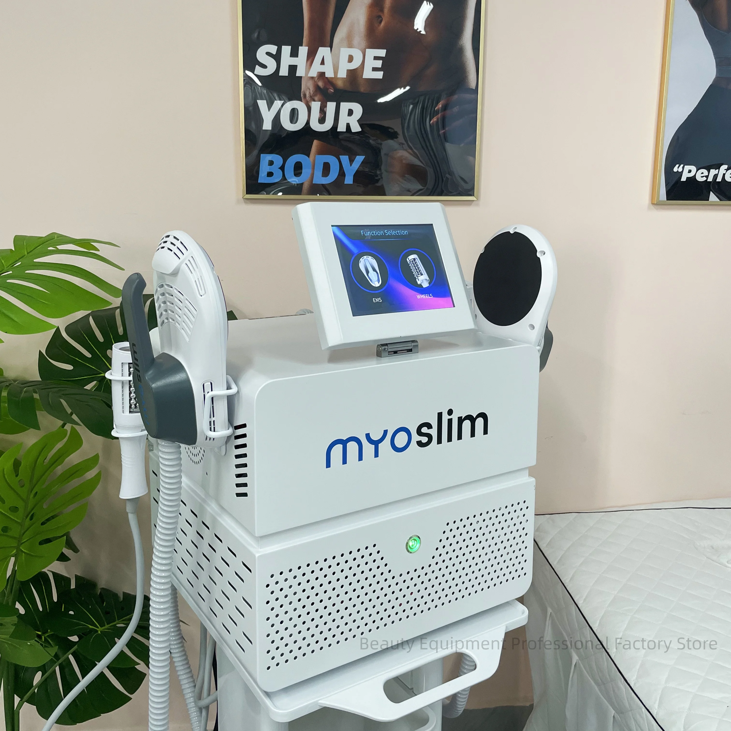 

Myoslim New Radio Frequency Body Shaping Device Roller Slimming 200Hz High Frequency Vibration Electromagnetic EMS