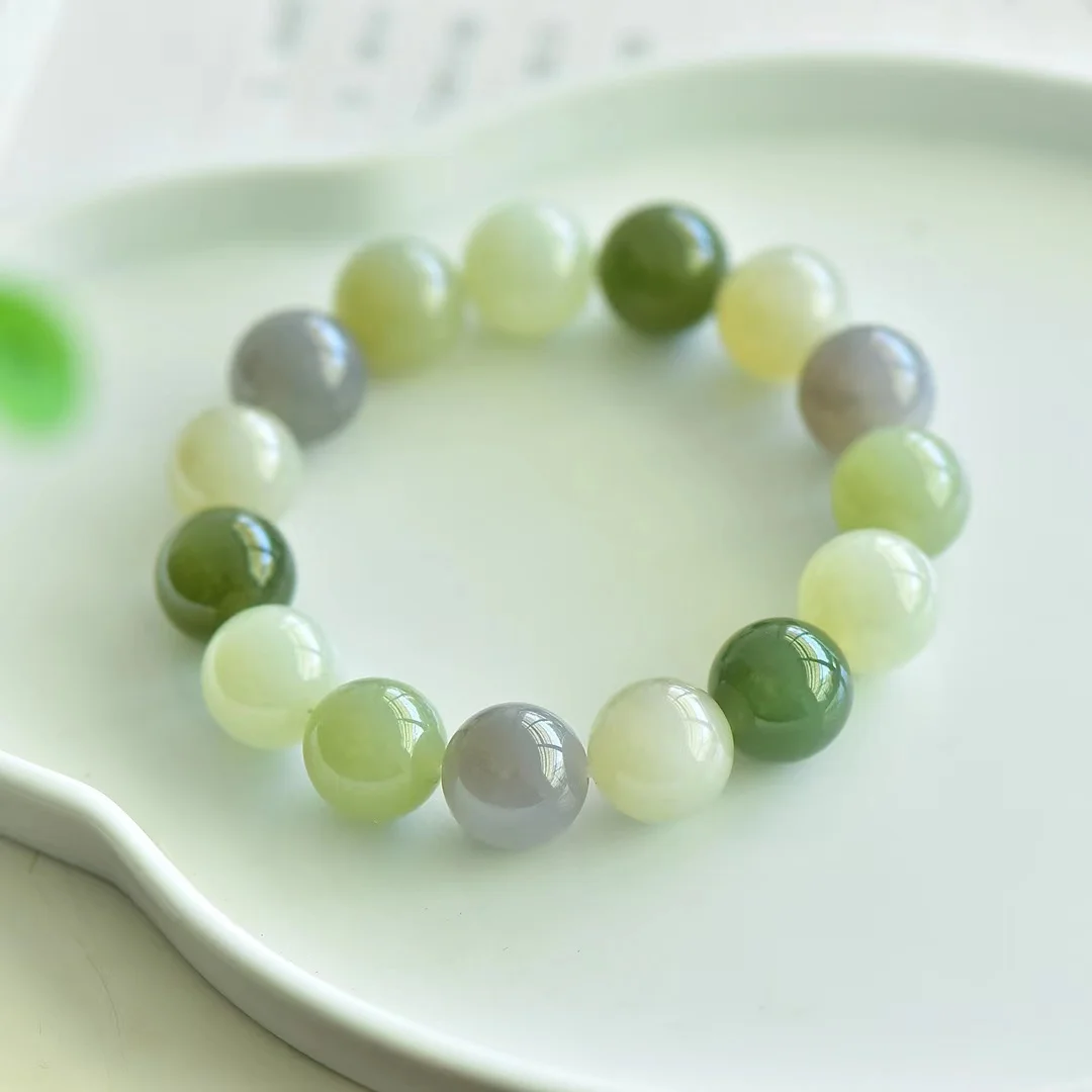 

Hetian Jade Qinghai Material High Ice Duobao Bracelet 1738#