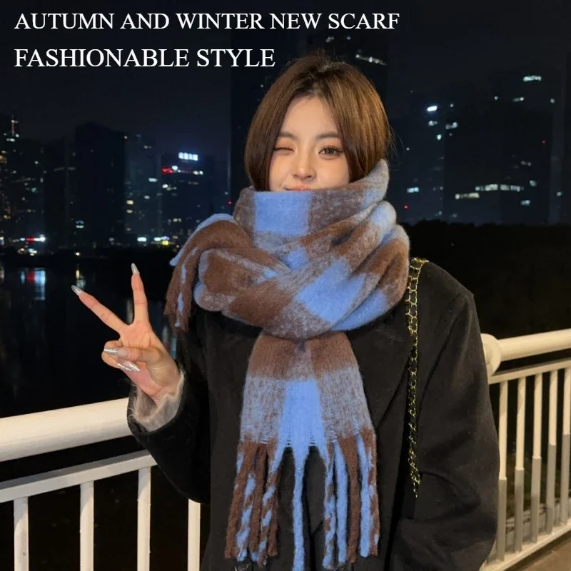 

Высококачественный клетчатый шарф для женщин — зимняя толстая теплая универсальная шаль 2-в-1