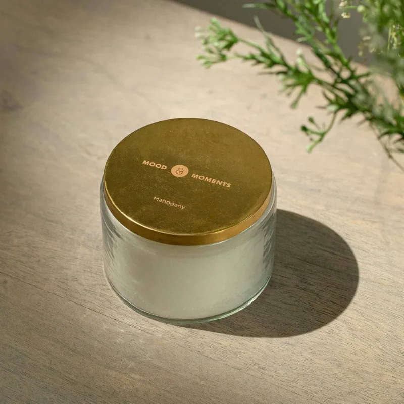 شمعة شمع جرة زجاجية من خشب الماهوجني مع 3 فتائل شمعة عطرية معطرة لديكور المنزل هدية لها