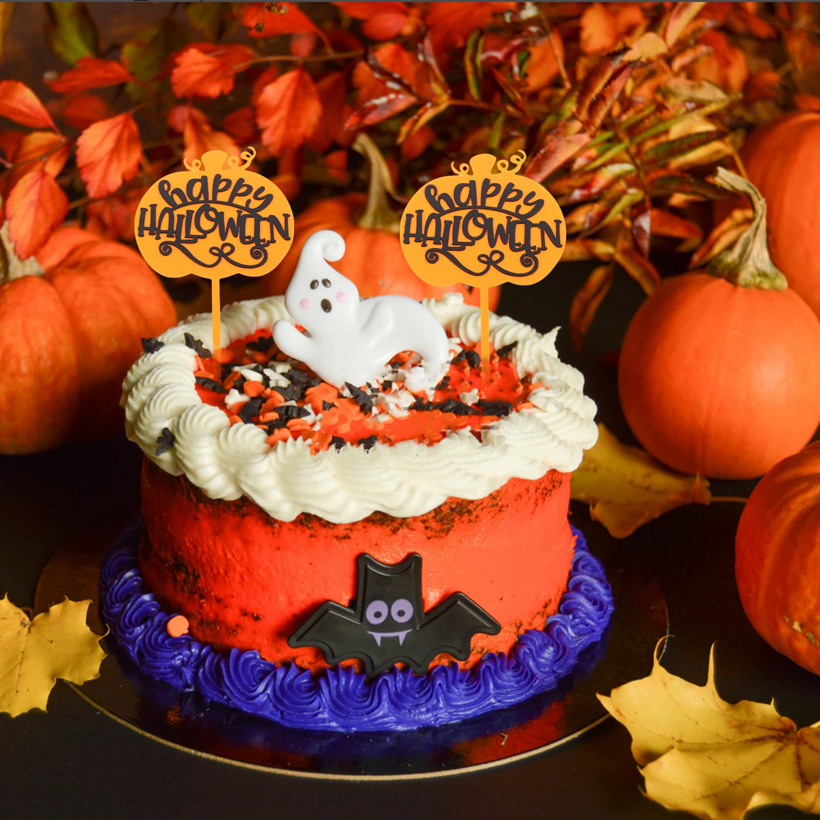 

10 Pcs Halloween Cake Decoration Decorations Supplies Pumpkin Cupcake Toppers Acrylic Pick