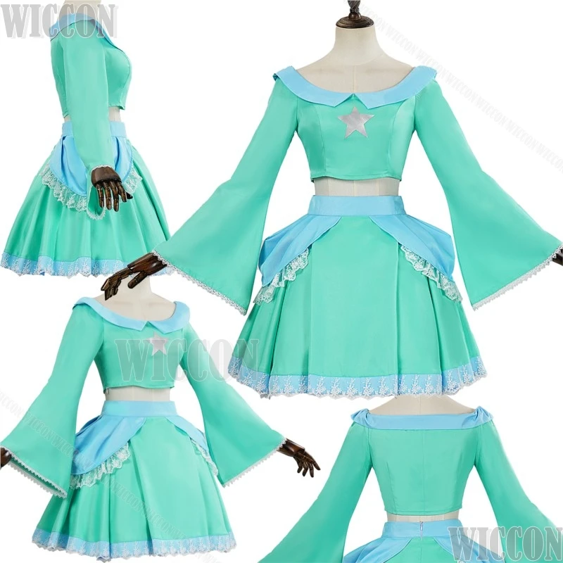 

Princess Dress Game Anime Cosplay Costume Green Short Cake Dress Cute Kawaii Woman XS-3XL Kid 110-160 Size Halloween Party Cos