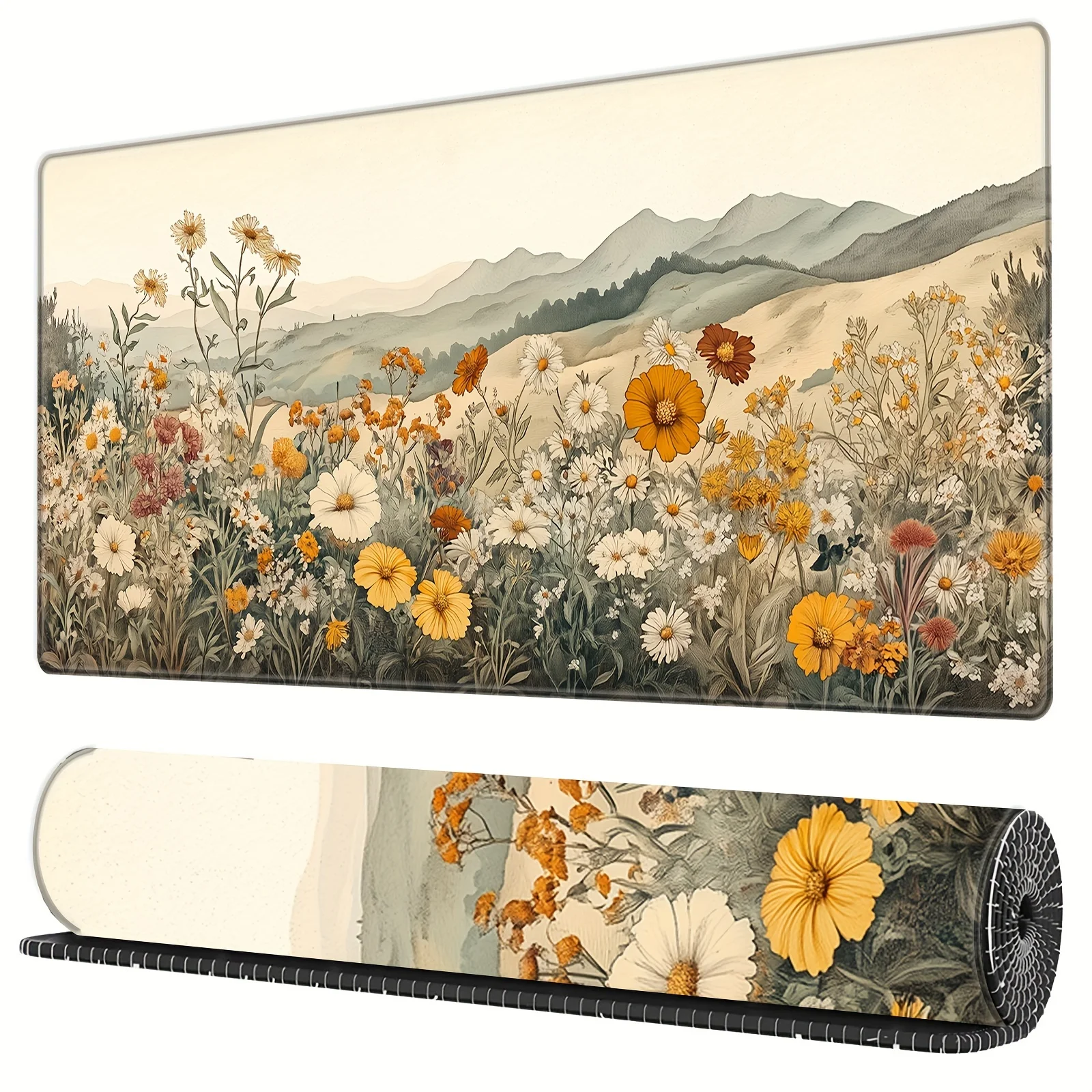 

BHJLAXR Large Gaming Mouse Pad, Autumn Flowers Design, Natural Rubber, Non-Slip, Durable Desk Mat for Keyboard and Mouse, Ideal