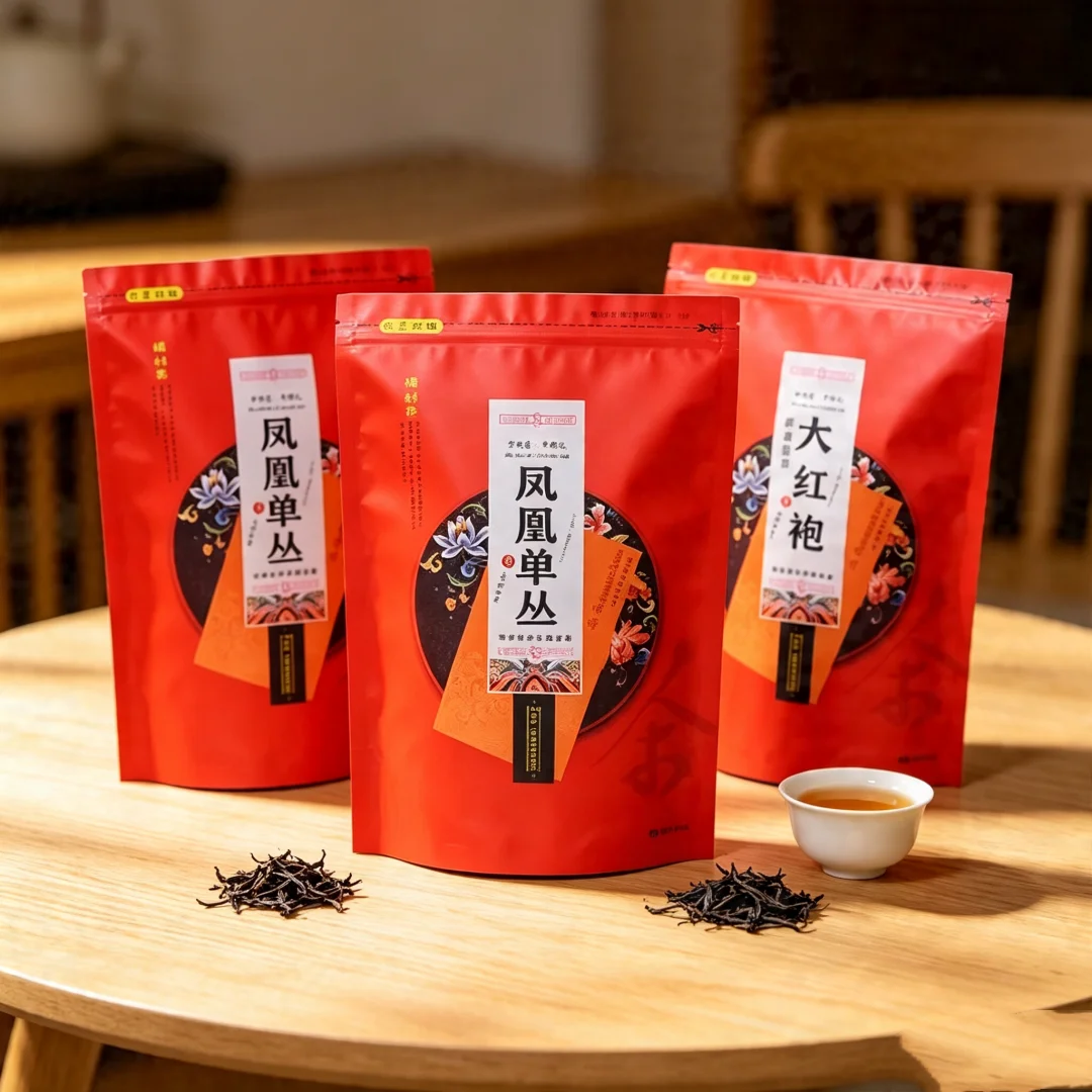 S/M/L Classic Chinese Famous Tea Bag Customizable Word:Tieguanyin&Dahongpao&Jinjunmei Green/Blacktea Self-sealing Stand-up Pouch