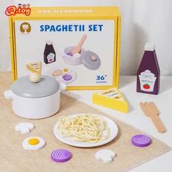 Çocuklar simülasyon mutfak oyuncaklar oyna Pretend ahşap spagetti Set taklit oyunu Houseplay gıda oyun oyuncak kızlar için çocuk