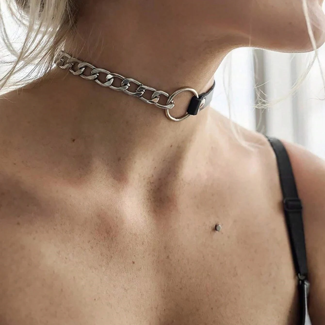 Sexy Gothic Punk PU-Leder-Halsband, Verstellbares Harness-Halsband, Y2K Korsett-Gürtel-Stil Halskette für Frauen Tägliche Streetwear – Detail 12