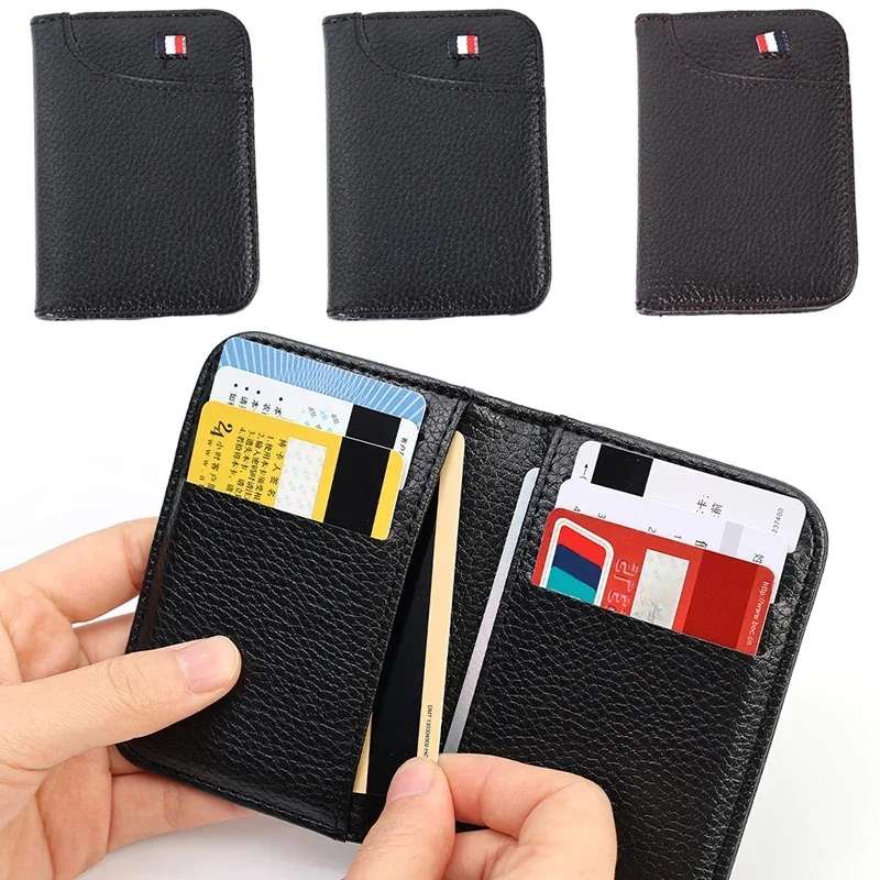 Mini portefeuille en cuir PU super fin pour hommes, porte-cartes de crédit, porte-monnaie pour papa, mince, petit, court, portable