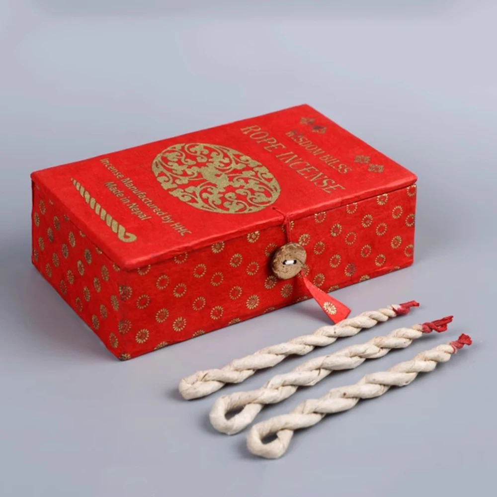 Caja de regalo de incienso de cuerda hecha a mano en Nepal, aromaterapia de plantas naturales, desodorizante, ayuda para dormir, incienso de Buda de medicina sabiduría