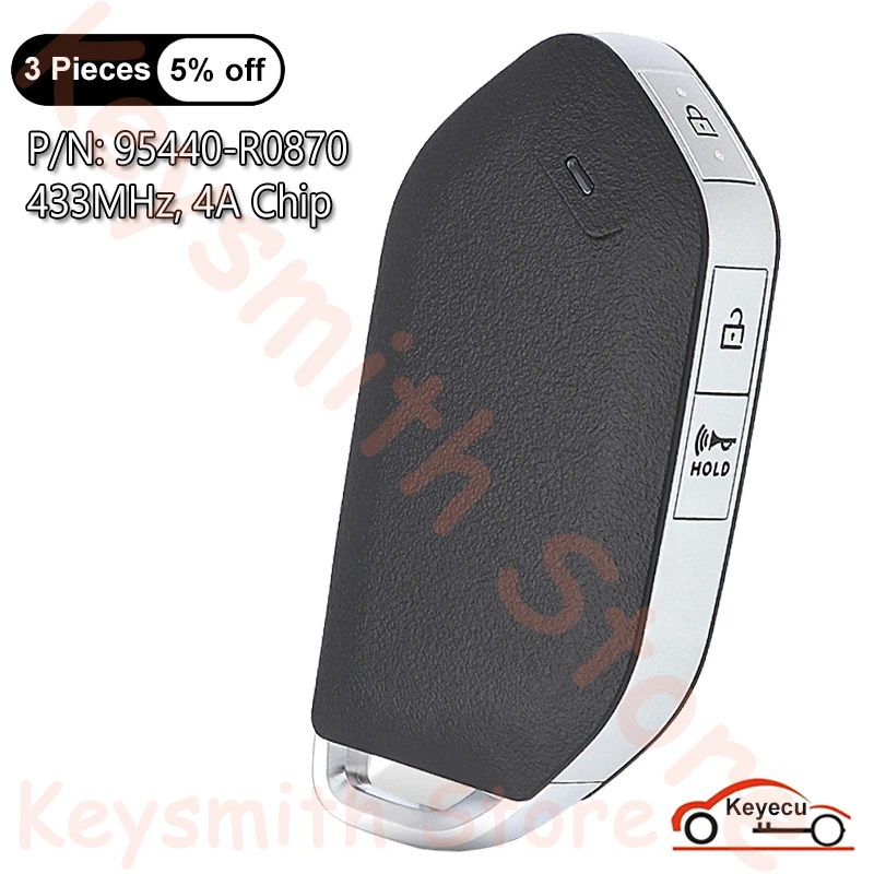 

KEYECU 3+3 6 Buttons 433MHz 4A Chip for KIA Carnival 2024 2025 Auto Smart Remote Key Fob P/N: 95440-R0870 FCC# TQ8-FOB-4F81M44