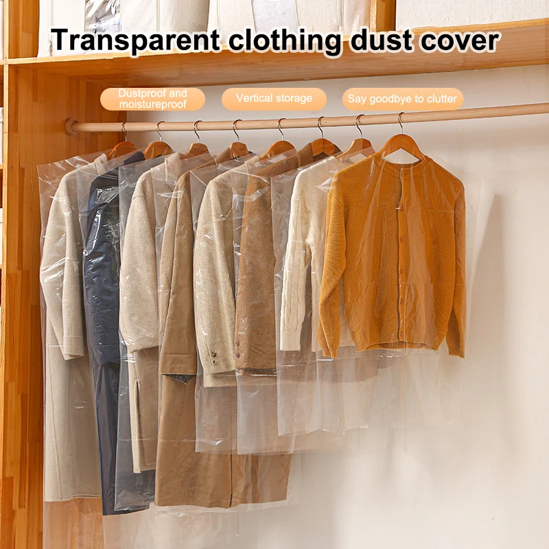 1PCS Clothes Dust Cover White/Black Fully Enclosed Washable Dust Bag PEVA Household Dust Cover With Zipper Coat Suit Cover