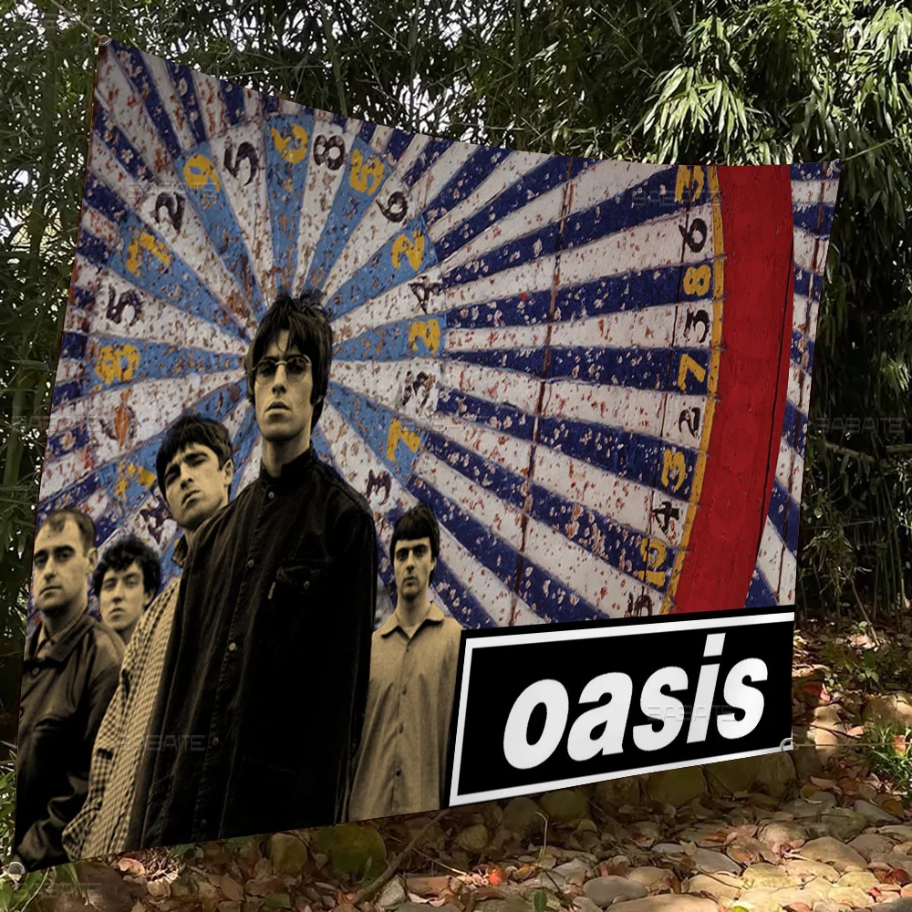 Rock O-Oasis Band Knebworth 1996 Creative Pattern Hanging Flag Polyester Printed Banner Hand Pulled Flag