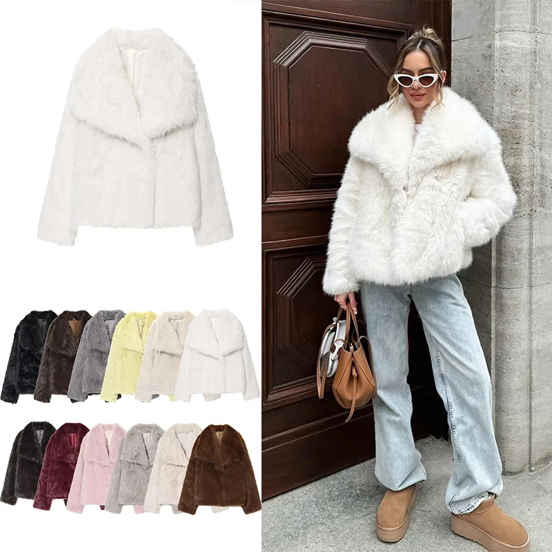 Guobioziy Women's Fur Coat 2026 Autumn and Winter New Arrival Solid Color European＆American Style Trendy Casual Warm Fur Jacket