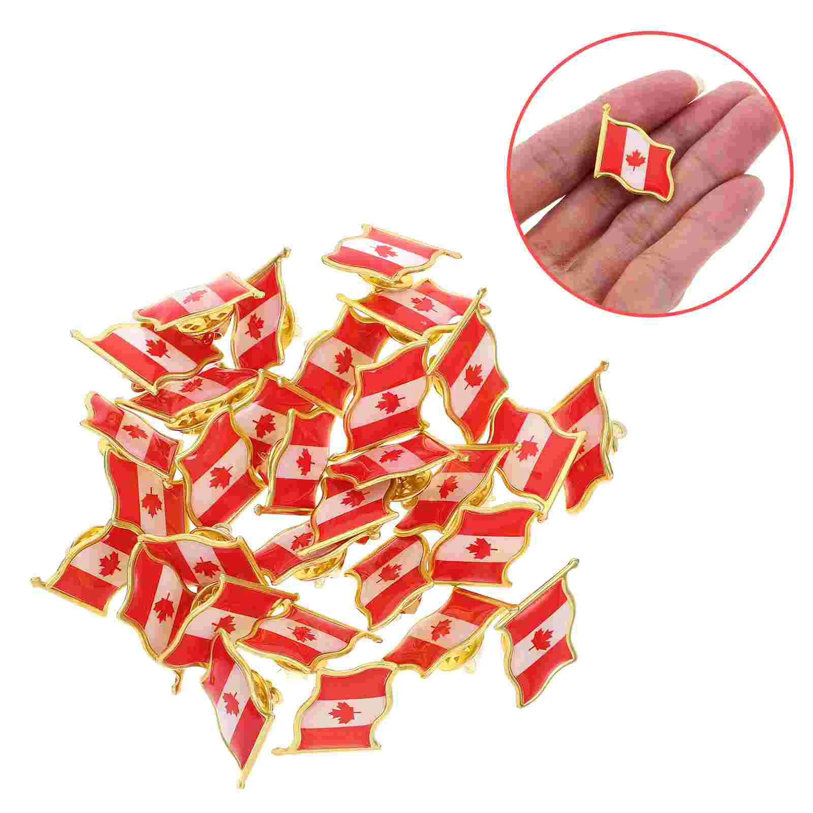 

25 Pcs Flag Brooch Badge Canada Pins National Decorative Shawl Metal Clip Red Travel Man