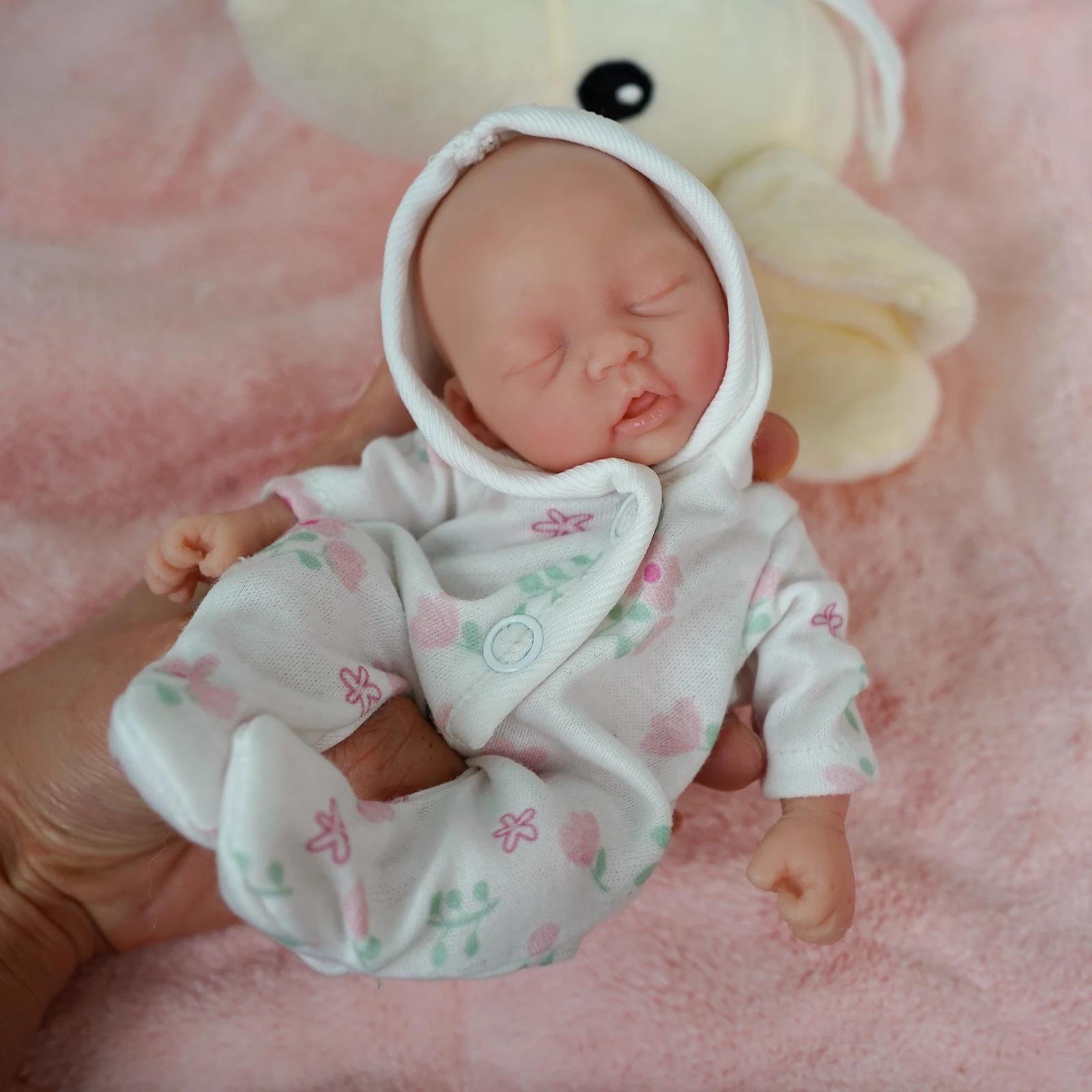 7 Zoll Lebensechte Reborn-Puppe Ganzkörper Weiches Silikon Realistische Miniatur Weihnachtsgeschenk Boneca Bebê Reborn – Detail 3