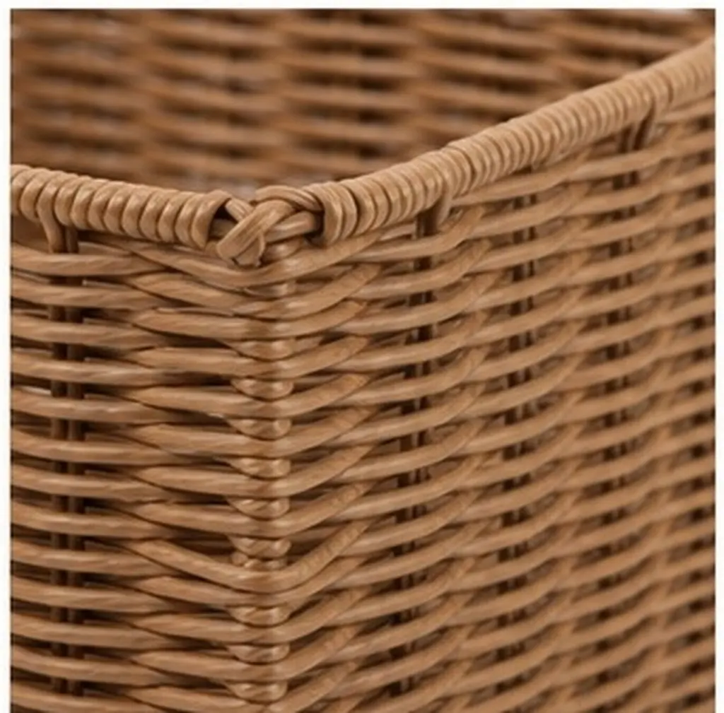 Simulated Rattan Woven Basket Plastic Organizing Basket Fruit Bread Snacks Storage Container Kitchen Pantry Decor