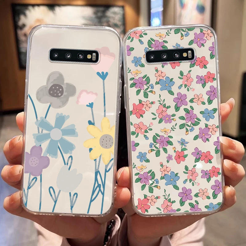 For Samsung Galaxy S10 S10e S10 Plus S9 Plus A10 A11 M11 A20 A30 M10A A20e A40 A21S A20S Flower Plants Artistic Clear Phone Case