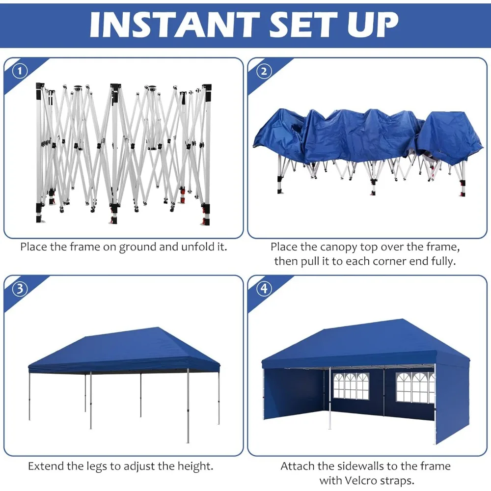 Imagem -03 - Pop-up Canopy Pavilion Tenda Comercial Paredes Laterais Destacáveis Estacas Toldo Dobrável Tenda para Jardim Gazebo Shade Supplies