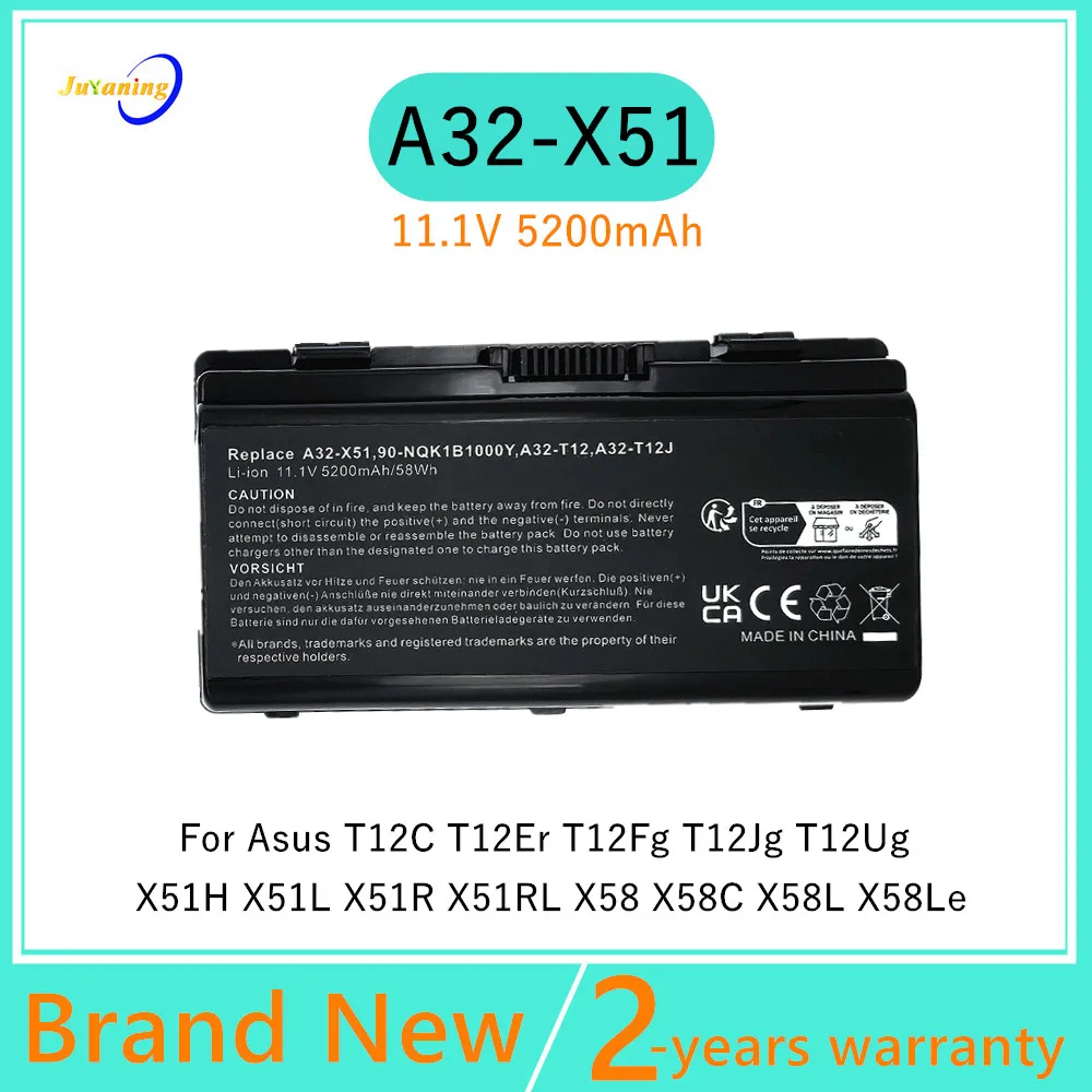 A32-X51 Laptop battery For Asus T12C T12Er T12Fg T12Jg T12Ug X51H X51L X51R X51RL X58 X58C X58L X58Le A31-T12 A32-T12