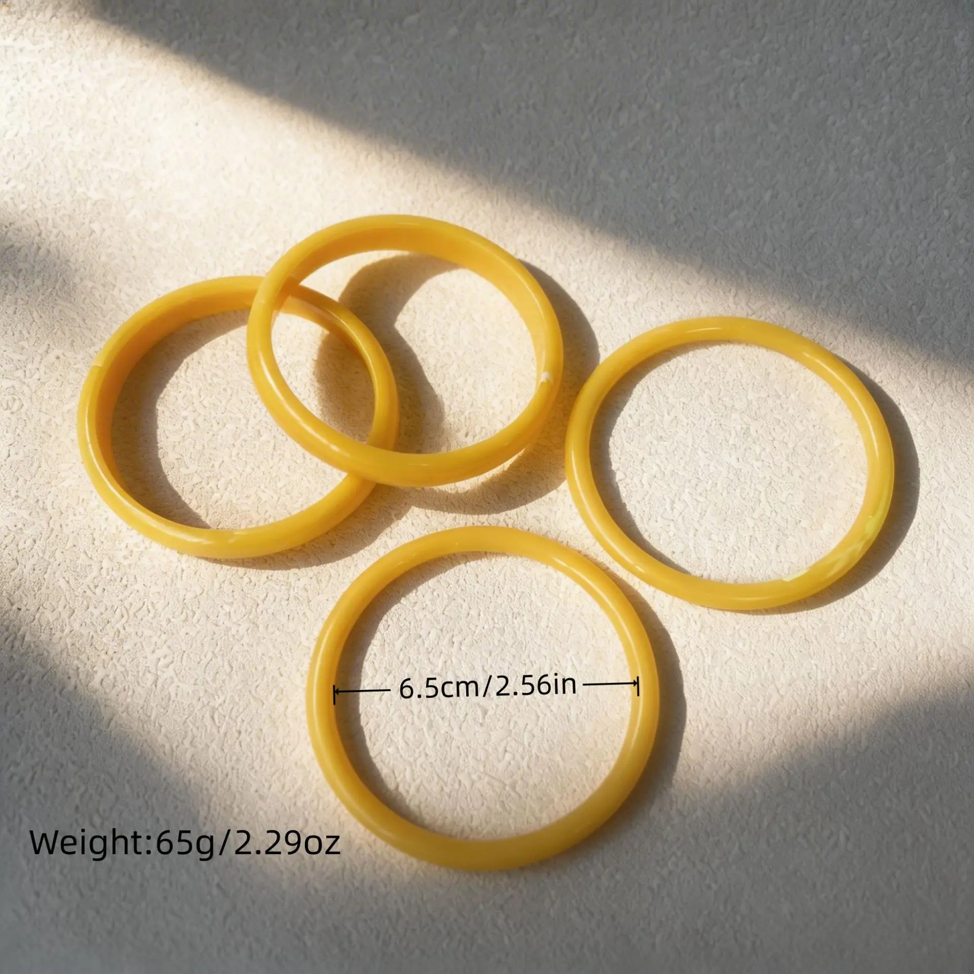 4Pcs/Set Charm Yellow Resin Stacking Bangles Set