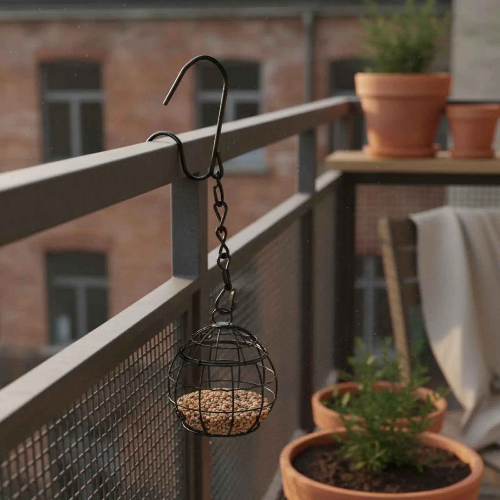 

4 Pieces Hanging Suet Feeding Station Easy to Hang Metal Avian Food Enclosure Avian Visitors Suet Cake Holder Rustproof Pet