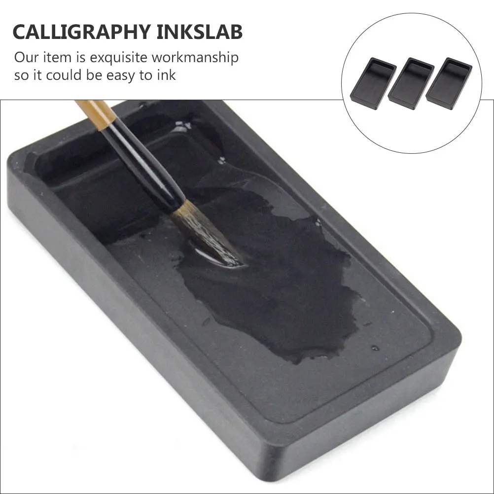 

3Pcs Chinese Inkstone Compact Portable Inkslab for Students Calligraphers Two-Sided Usage Fine Workmanship Smooth Surface