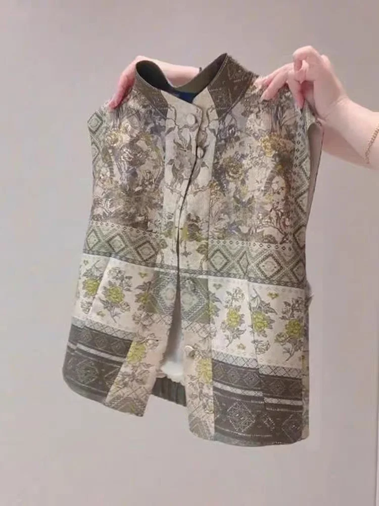 

Chic Floral Design Women's Vest Jacket Elegant Personality Unique Style Fashionable Outerwear Autumn Season Other Material