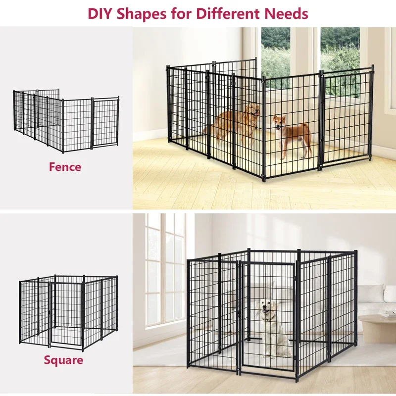 Heavy Duty Large Dog Kennel Outdoor Dog Kennel Dogs Welded Wire Kennels with Roof Waterproof Dog Crate Cage Dogs Pet Playpen