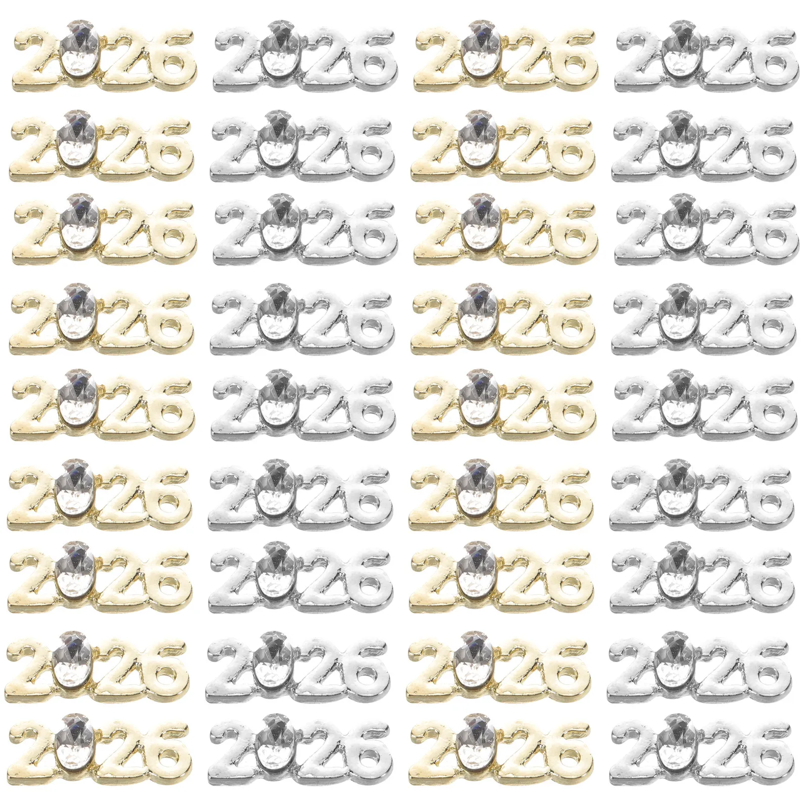 

60Pcs 2026 Nail Art Charms Metal Number Glitter Flatback Decor for Manicure Nail Jewelry Accessories Valentine New