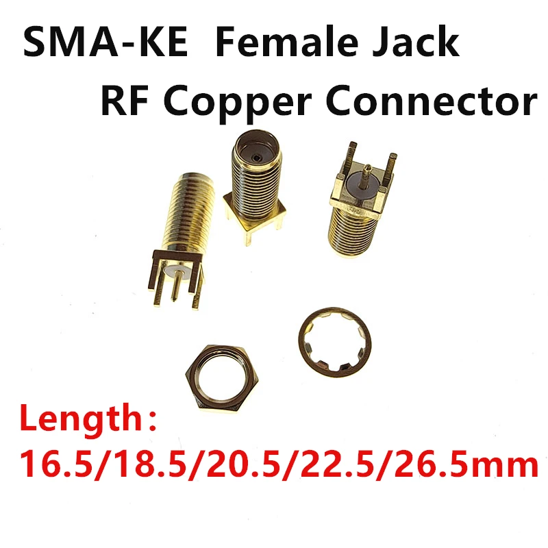 

SMA-KE SMA 5Pin 16.5mm/18.5/20.5/22.5/26.5mm Female Jack Adapter Solder Edge PCB Straight Mount RF Copper Connector Plug Socket