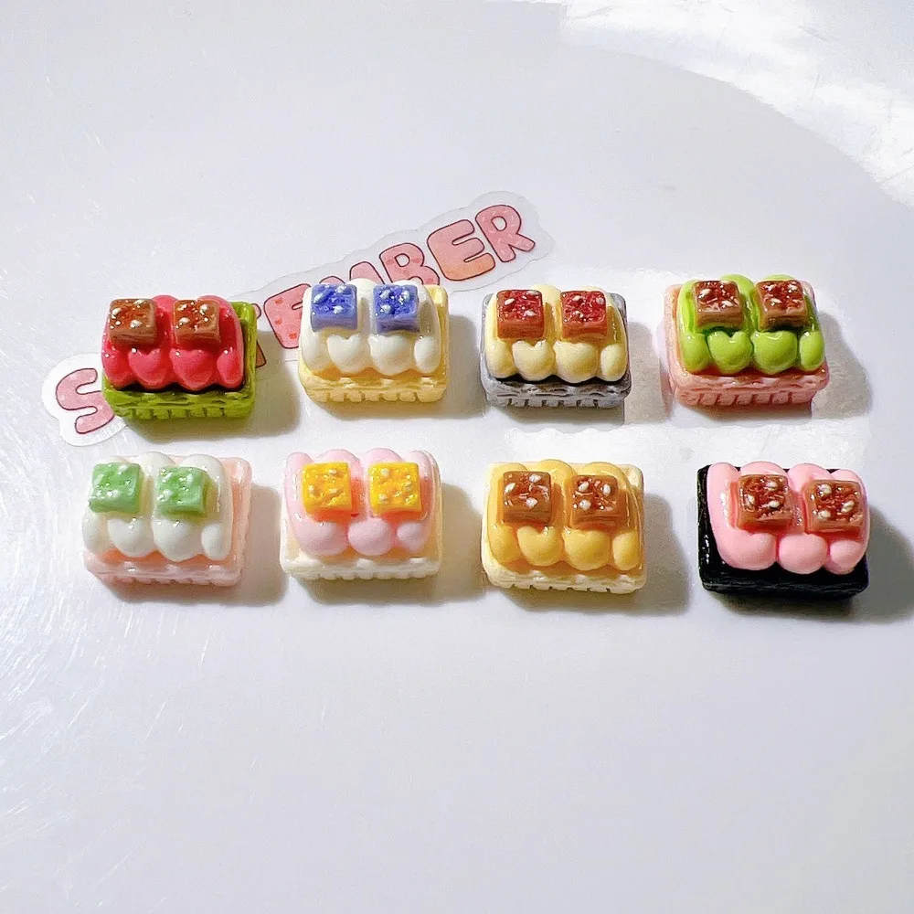 10pcs Mini Kawaii Cute Fake food play cake Flat Back Cabochons Scrapbook Diy  Party Hairpin Accessories Home Decoration Craft