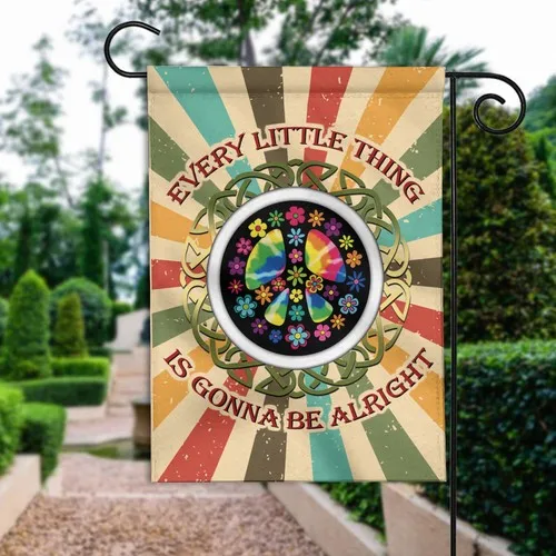 Every Little Things Is Gonna Be Alright Flag, Hippie Peace Sign Vintage Flag IIX WZZ yyi