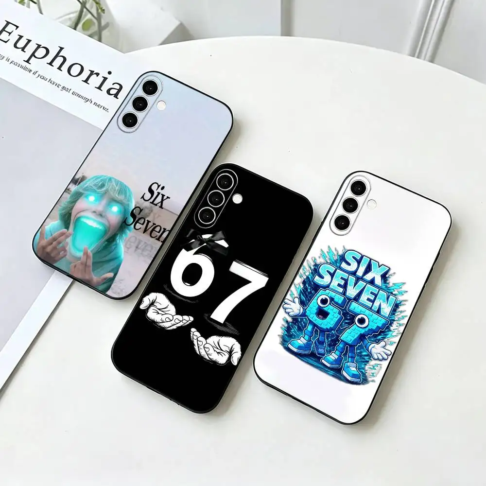 67 S-Six Seven Meme Aesthetics   Phone Case For Samsung Galaxy A73,A72,A71,A70,A53,A52,A51,Others Soft Black Cover
