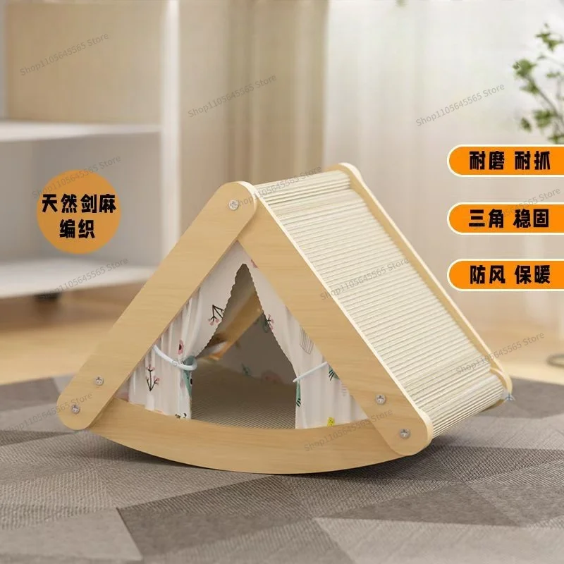 For  Cat Nest Winter Warm Half Enclosed Cat Scratch Board Non Littering Tent