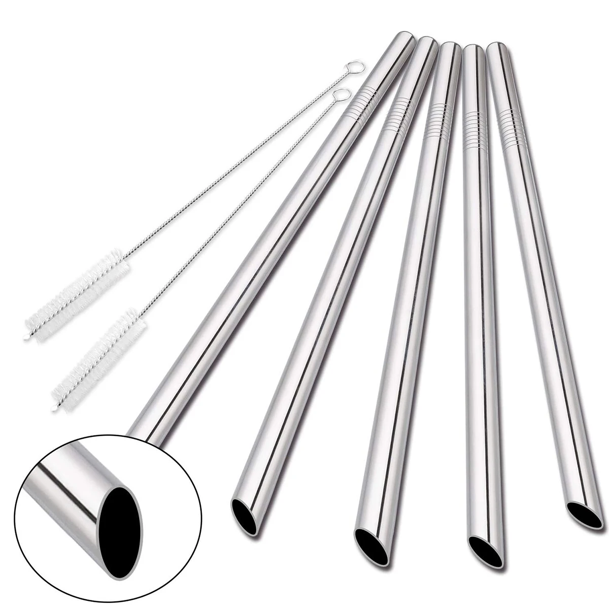 Pajitas Boba reutilizables y pajitas para batidos, pajitas de acero inoxidable, pajitas de Metal para té de burbujas/perla tapioca, batidos, 5 uds.