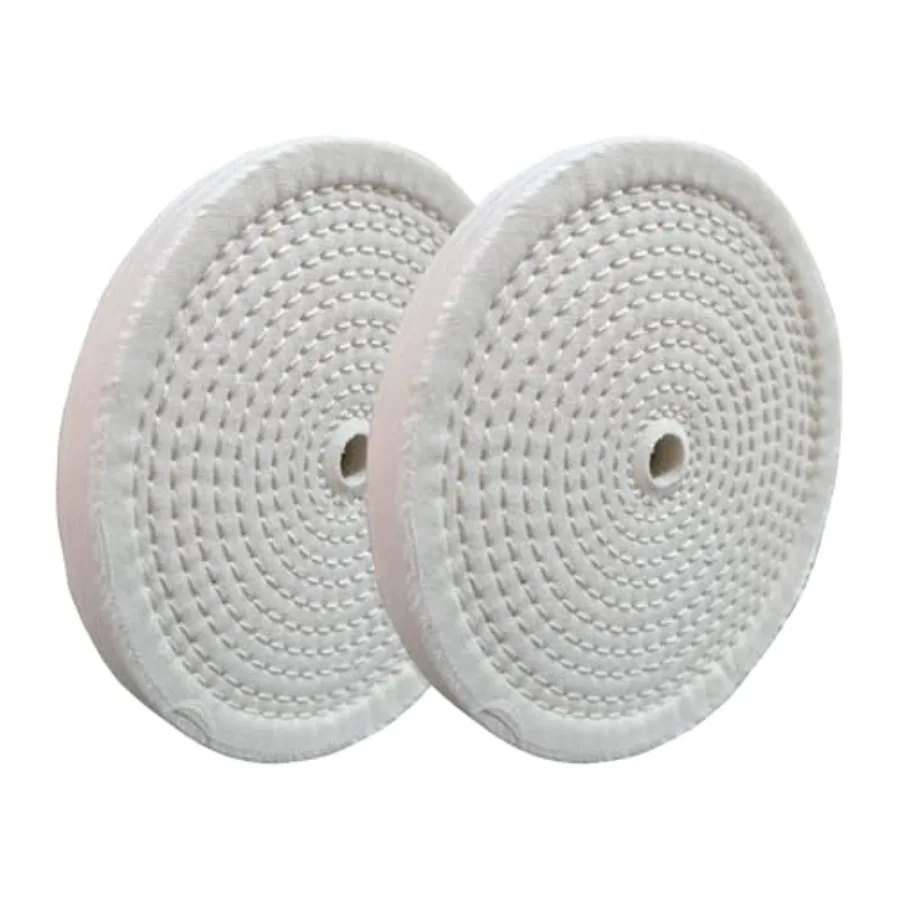 

PURUI 2PC 6 Inch Polishing Buffing Wheels for Bench Grinder Spiral Sewn with 1/2" Arbor Hole and 1/2" Thickness White Cotton fo