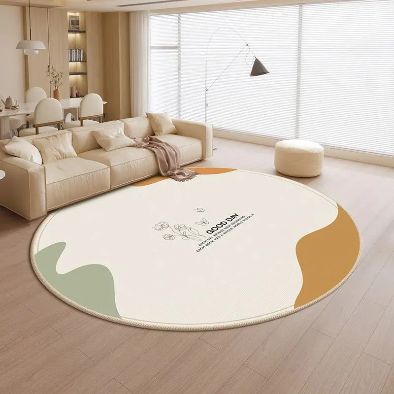 

Ins Style Round Carpet Crystal Velvet for Living Room Anti-Slip Area Rug Study Reading Foot Mat Baby Crawling Geometry Carpets