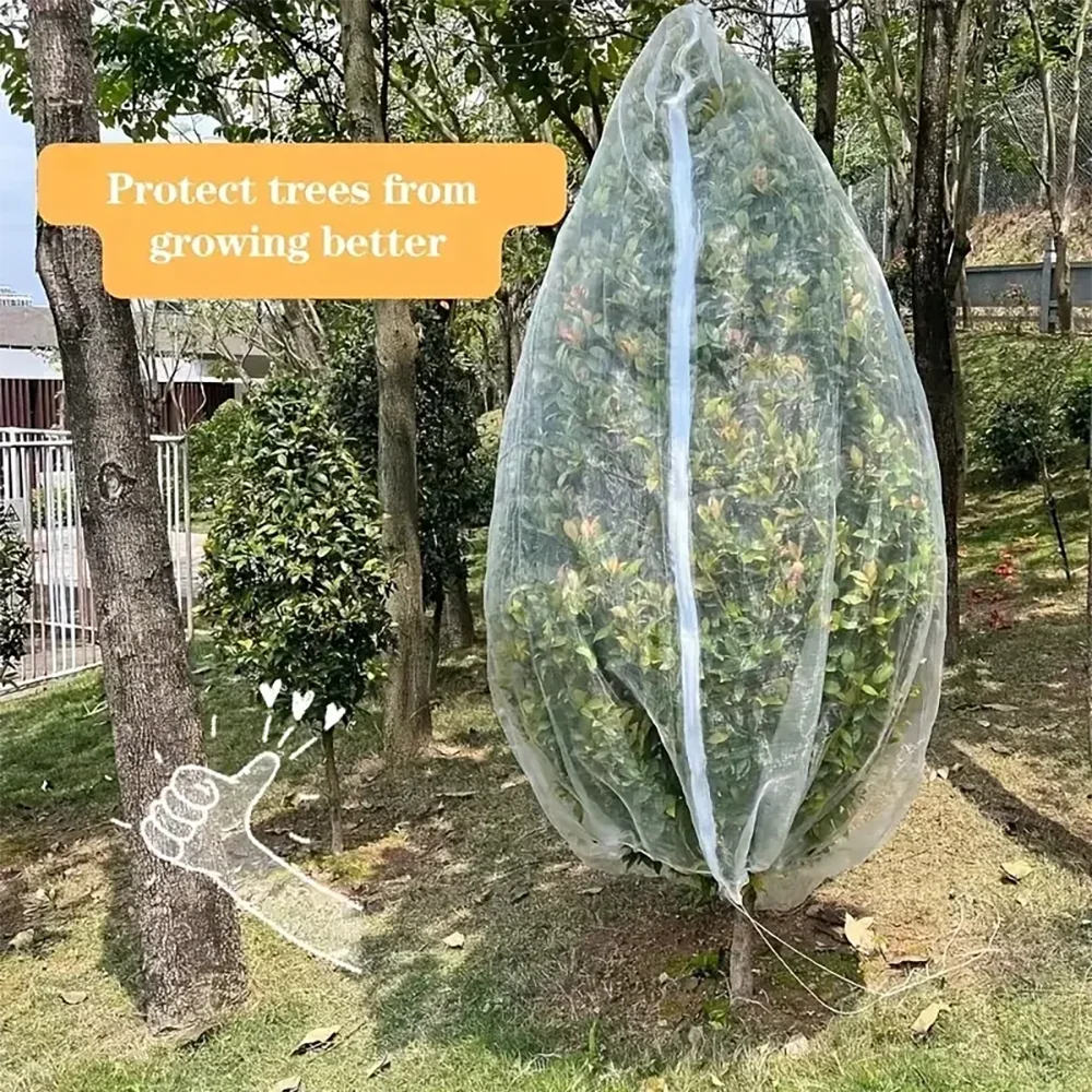  Large Fruits Tree Garden Netting Cover with Drawstring Garden Insect Netting Transparent Bird Plant Barrier Screen