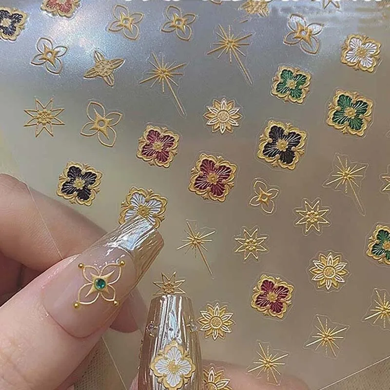 5D Nail Art Aufkleber Bohemian Retro Vintage Boho Selbstklebende Aufkleber Blumenmuster DIY Slider Aufkleber Dekoration Maniküre