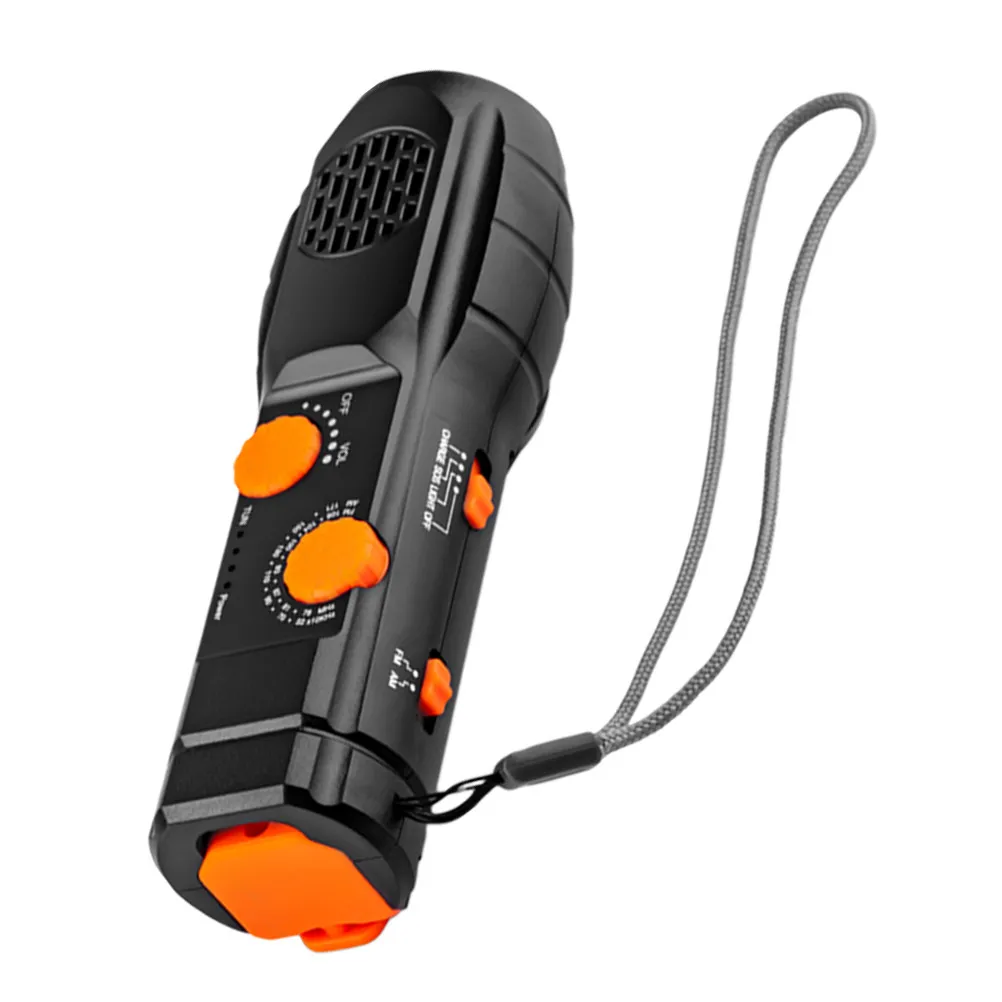 

Ручной аварийный фонарь с LED-подсветкой, встроенным AM/FM-радио и USB-зарядкой, портативный и компактный, для кемпинга.