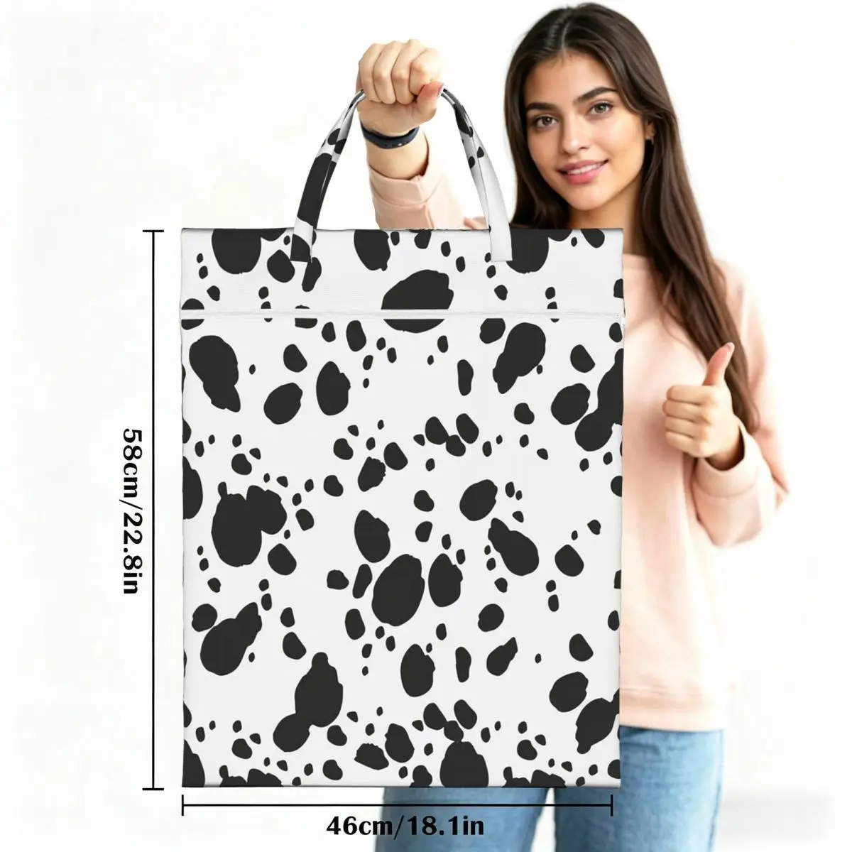 Dalmatian Dog Print Travel Laundry Bag Waterproof Reusable Dirty Clothes Pouch Gym Yoga Vacation Washing Basket