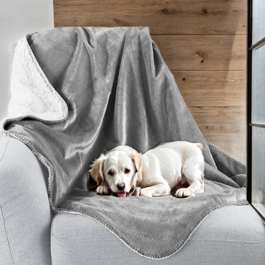 Waterproof Dog Blanket for Bed Washable Pet Blanket for Couches, Car, Crate, Travel, Spill-Proof Puppy Soft Fleece Blankets